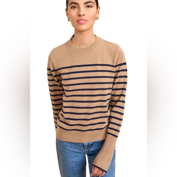 La Ligne Lean Lines Cashmere Sweater. Camel/Navy. M. EUC - Picture 2 of 10